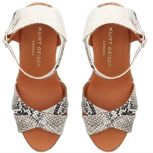 NIB Kurt Geiger London Leona Snake Print Wedges size 37